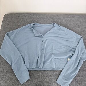 Vuori Cropped Long-Sleeve Henley Top